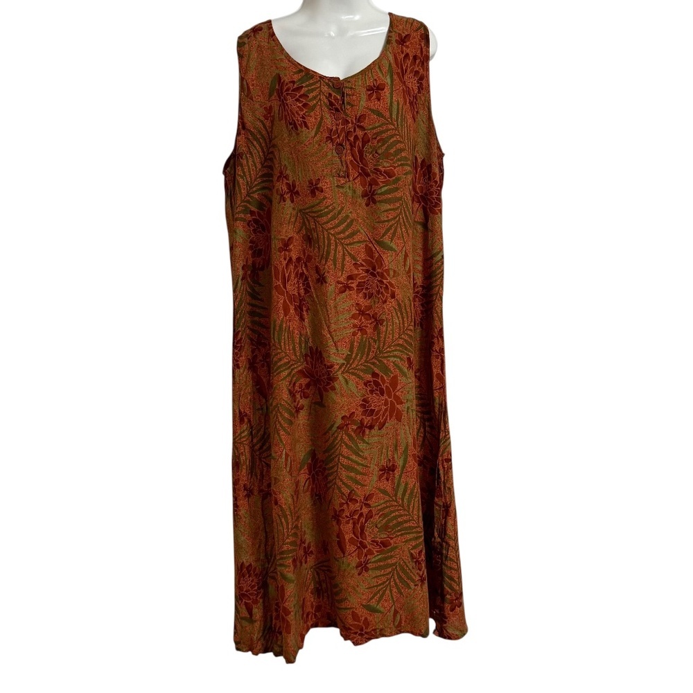 Ashley‎ Taylor Sleepwear Moo Moo Dress SZ 1X Burn Orange Lightweight Lounge